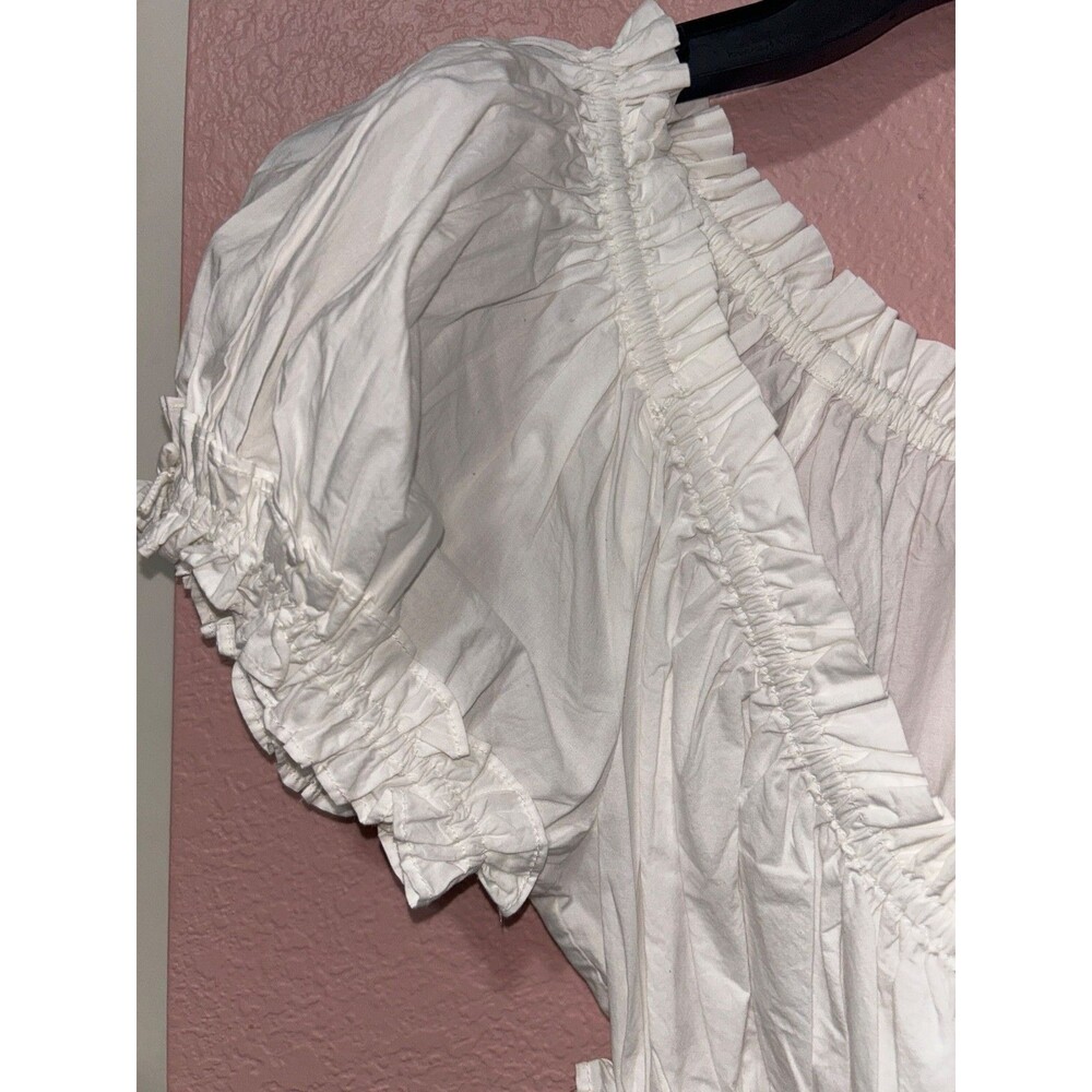 DOEN Leanne Women’s Cotton Scoop Neck Smocked Midi Dress size S NWT Salt White - Picture 7 of 12